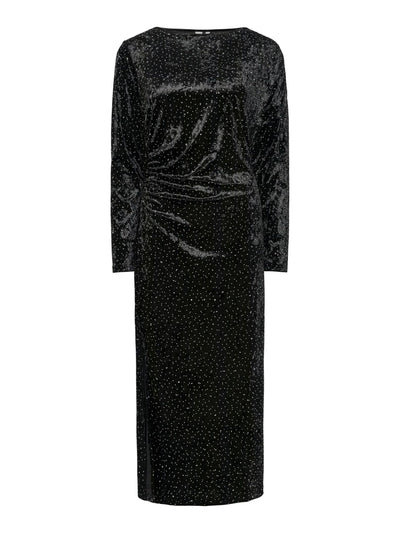 YasTillia Ls Velvet Long Dress Black