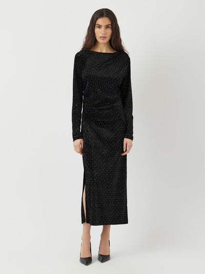 YasTillia Ls Velvet Long Dress Black