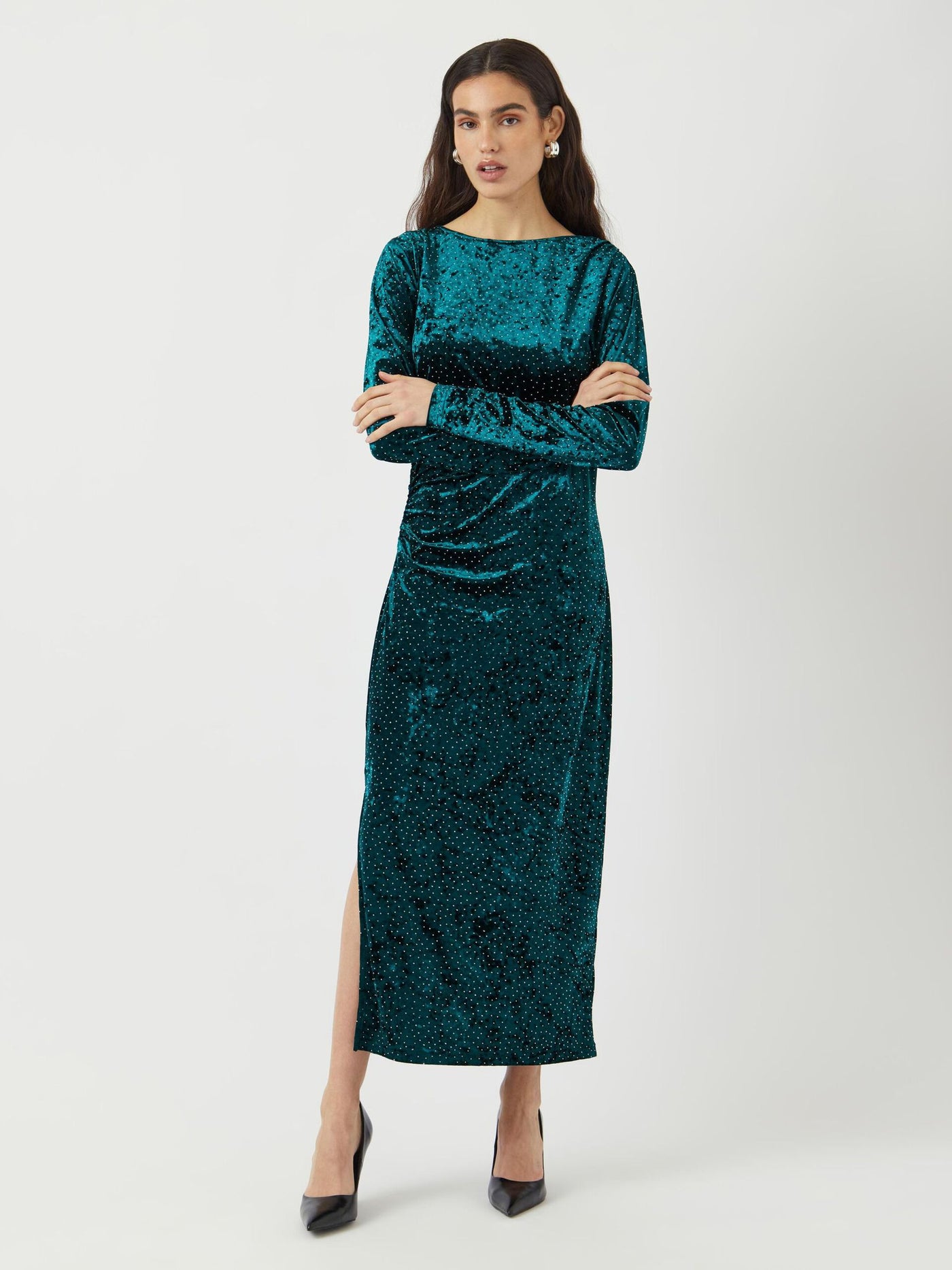 YasTillia Ls Velvet Long Dress Ponderosa Pine