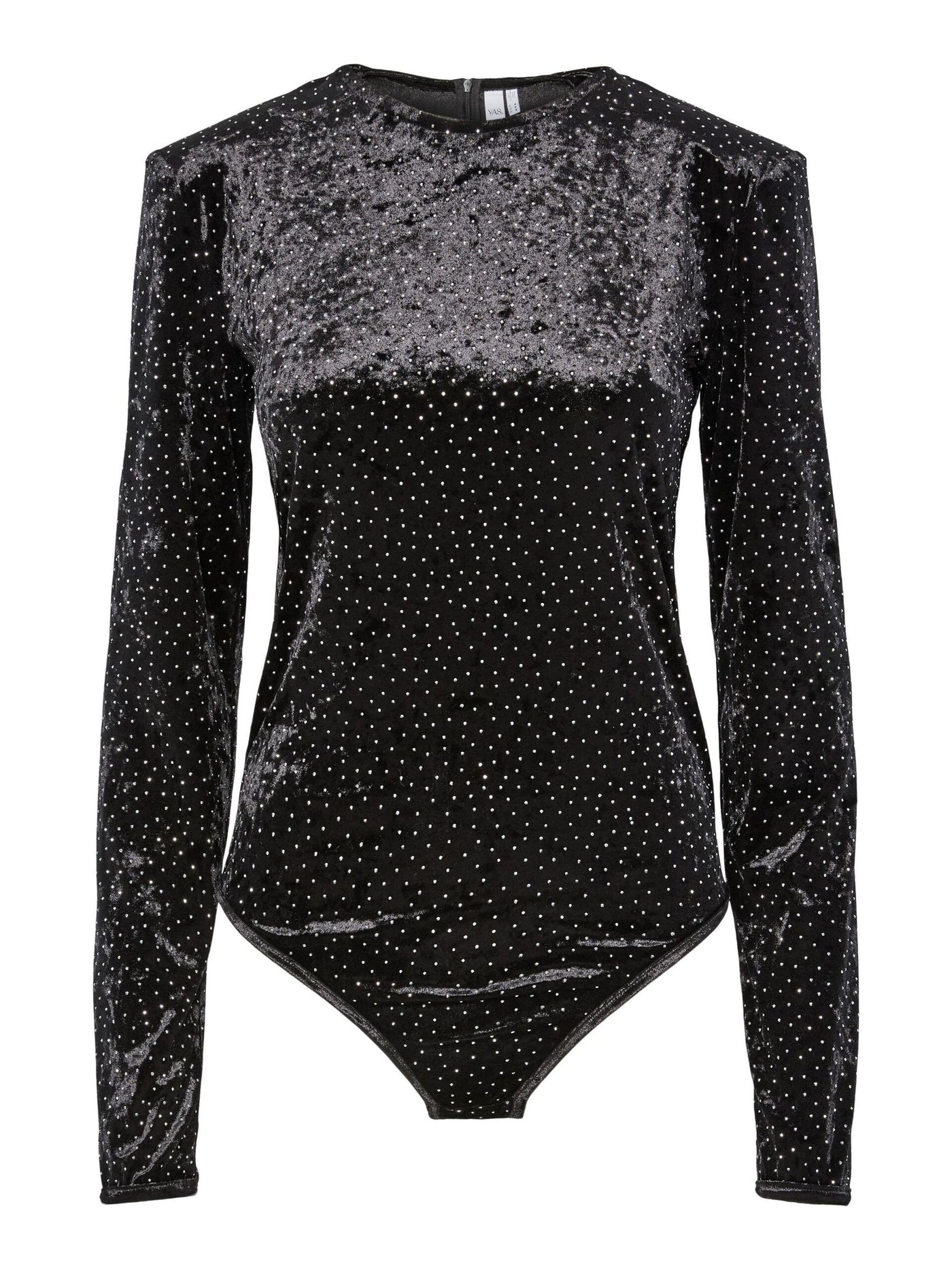 YasTillia Velvet Bodysuit Black Rhinestones