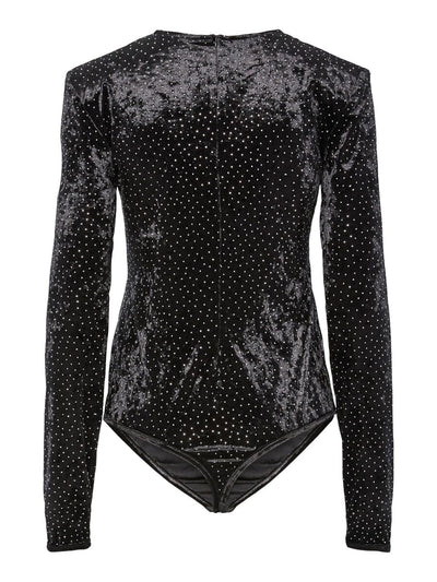 YasTillia Velvet Bodysuit Black Rhinestones