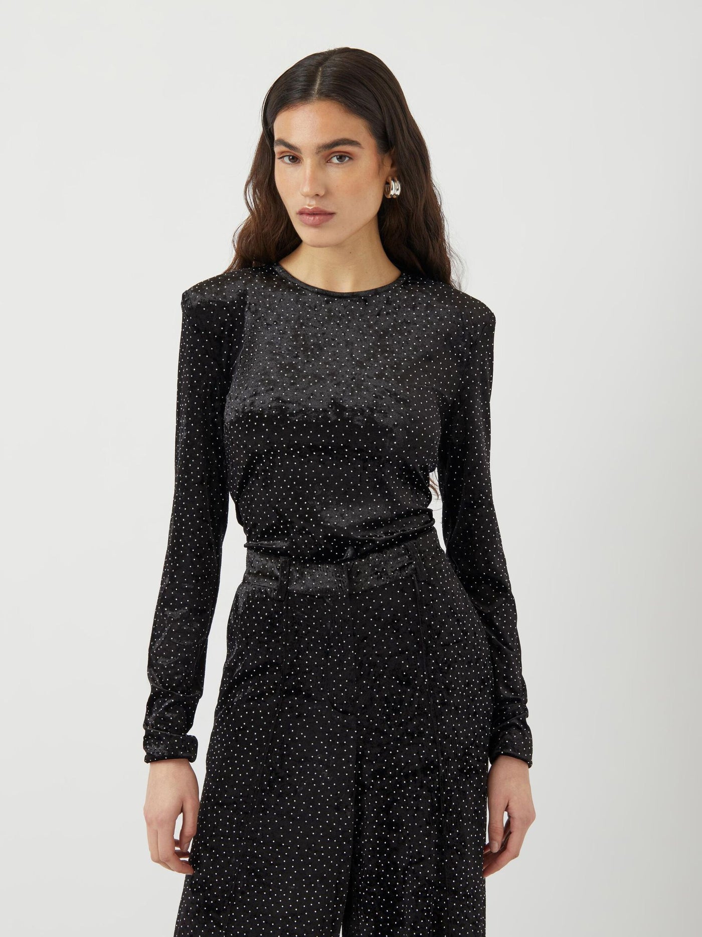 YasTillia Velvet Bodysuit Black Rhinestones