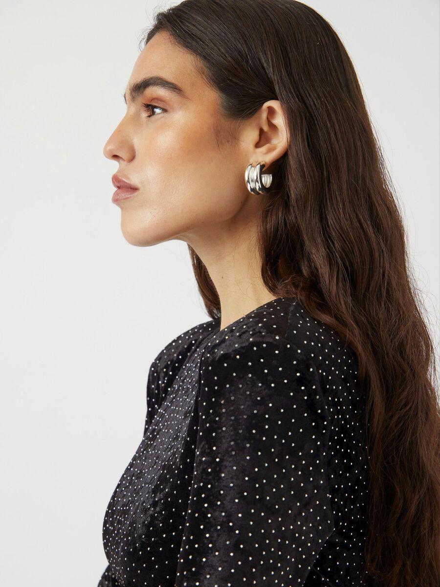 YasTillia Velvet Bodysuit Black Rhinestones