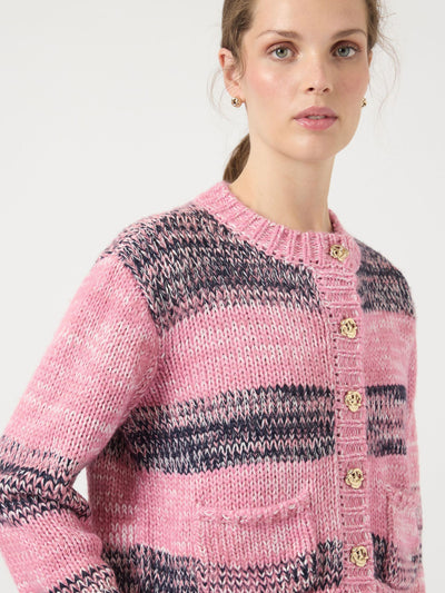 YasMayla Cardigan Moonlie Mauve Stripes