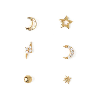 Celestial Stud 6 Pack Ear Party - Gold