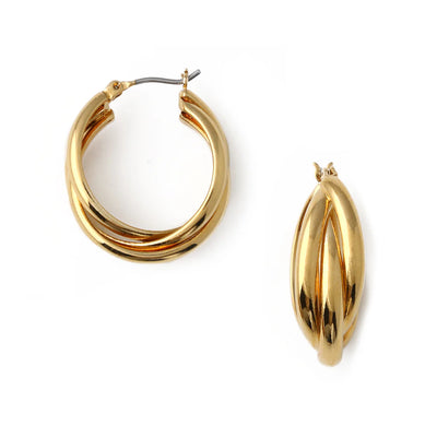 Interlocking Hoop Earrings - Gold