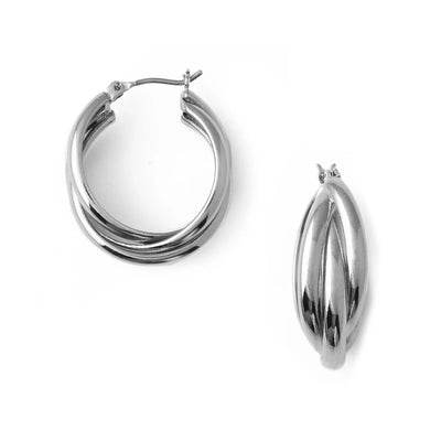 Interlocking Hoop Earrings - Silver