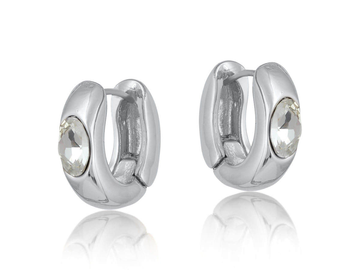 Savanna Stone Click Earrings Silver