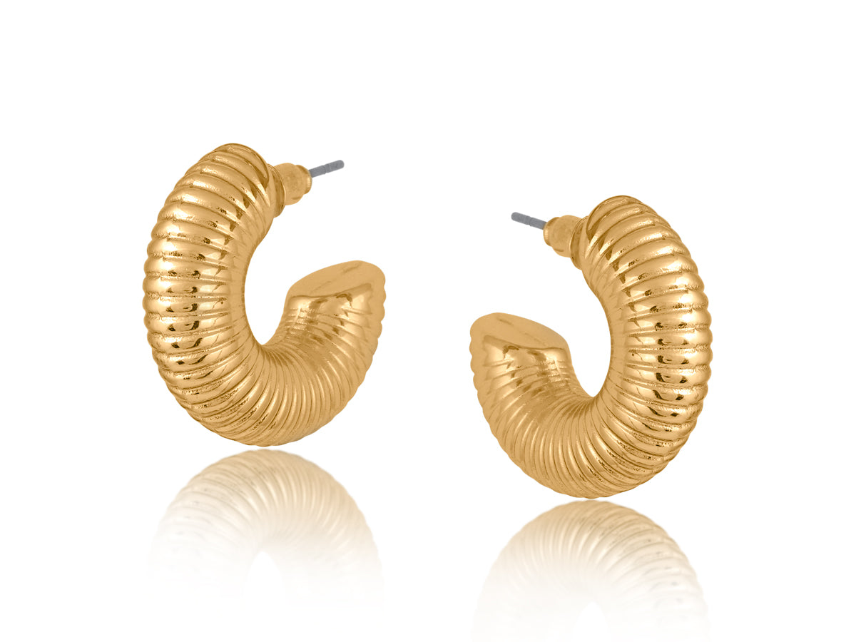 Atalanta Spring Texture Hoop Earrings Gold
