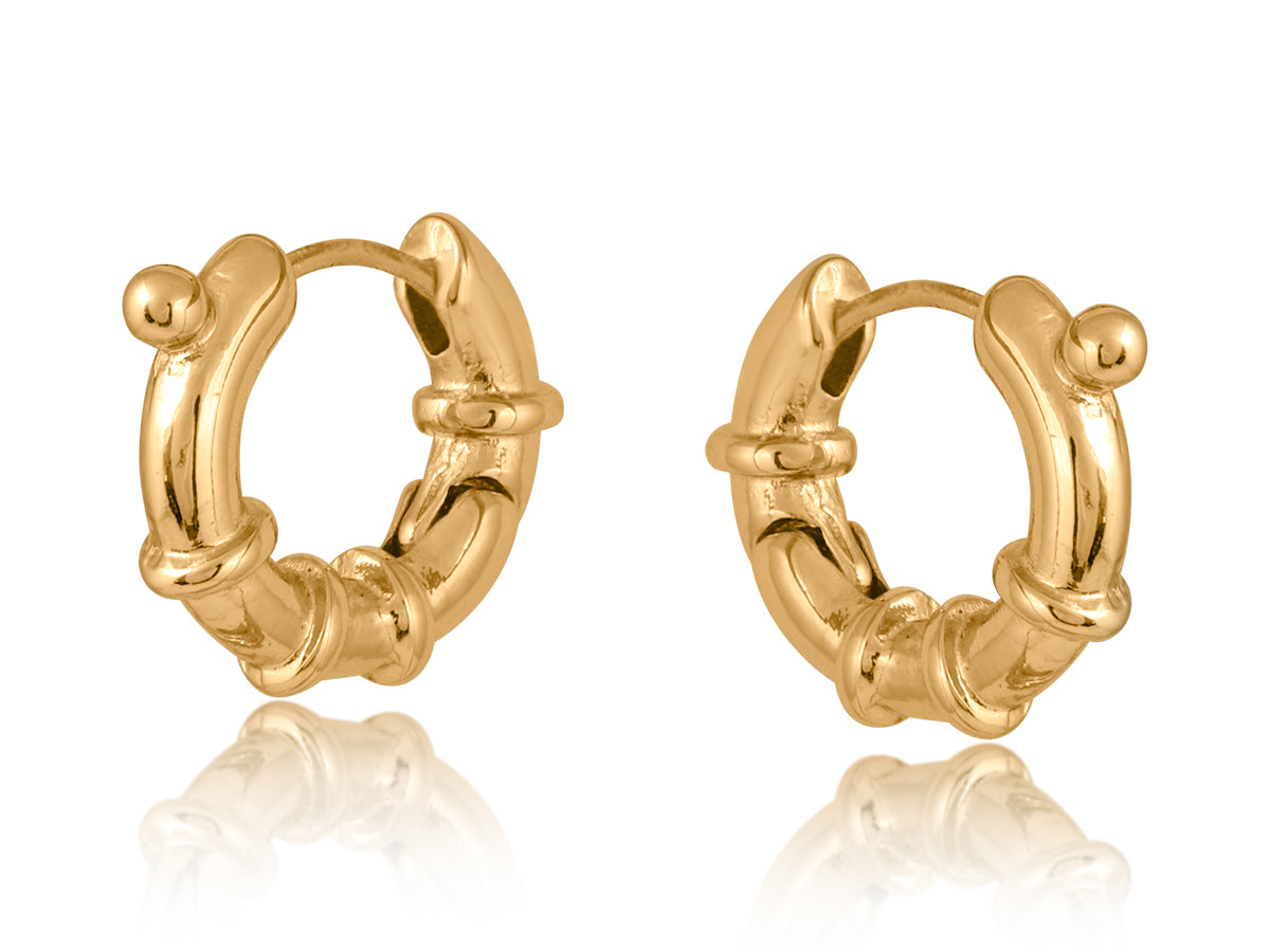 Carla Ridged Hoop Earrings Gold