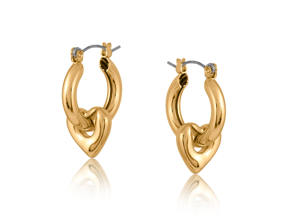 Gemma Heart Drop Hoops Gold