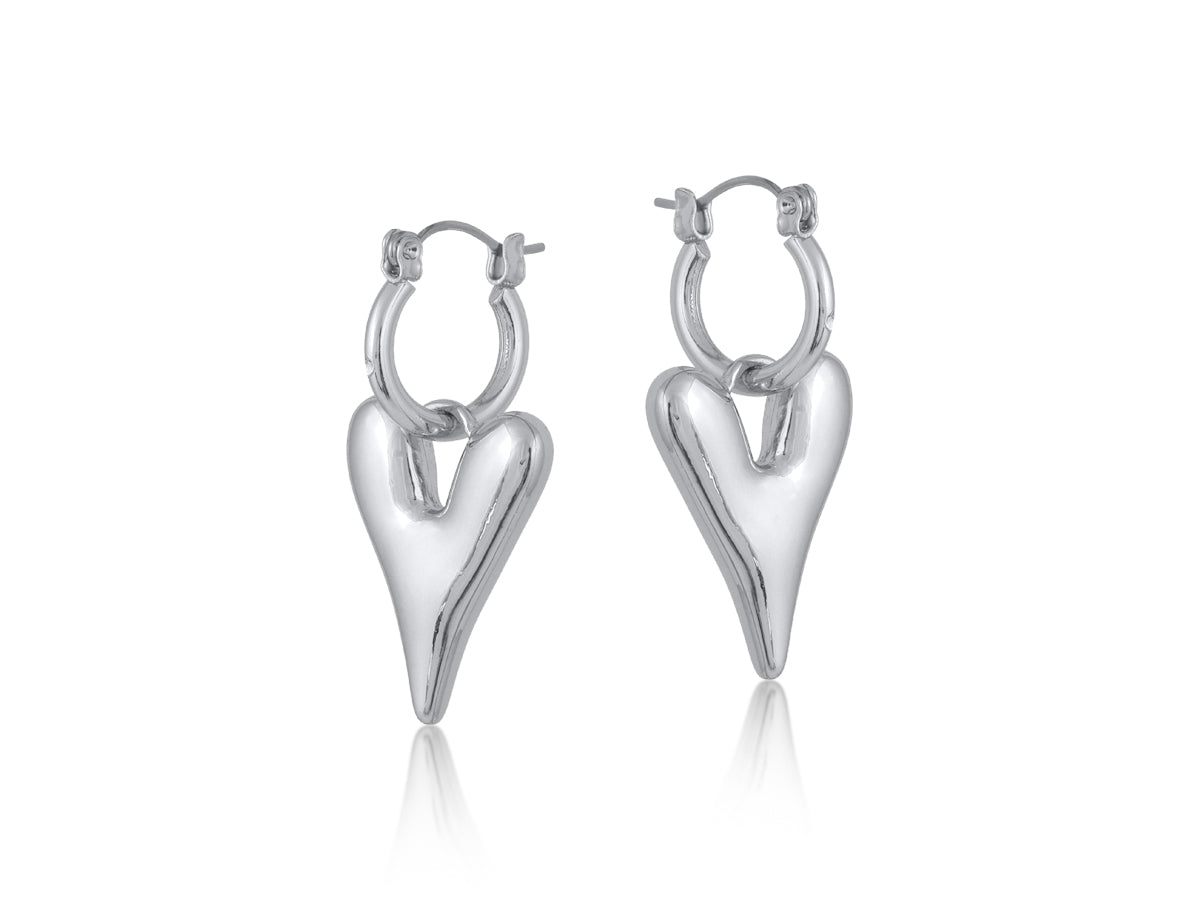 Daria Puff Heart Earrings Silver