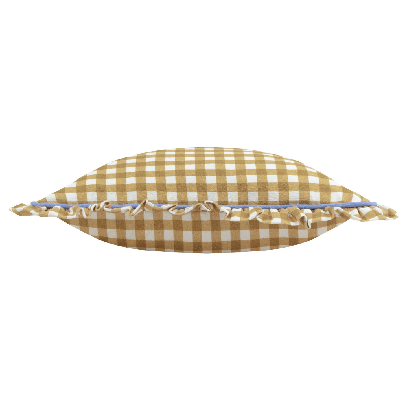 Maude Gingham Reversible Piped Cushion Gold 45 x 45cm