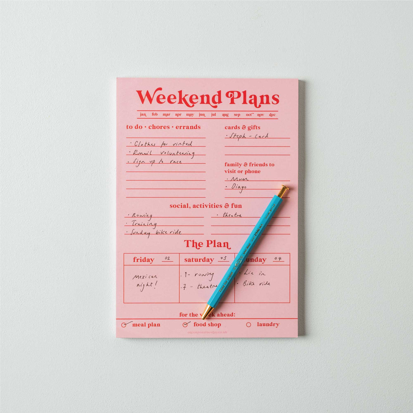 Weekend Planner Pad A5 | Pink & Red