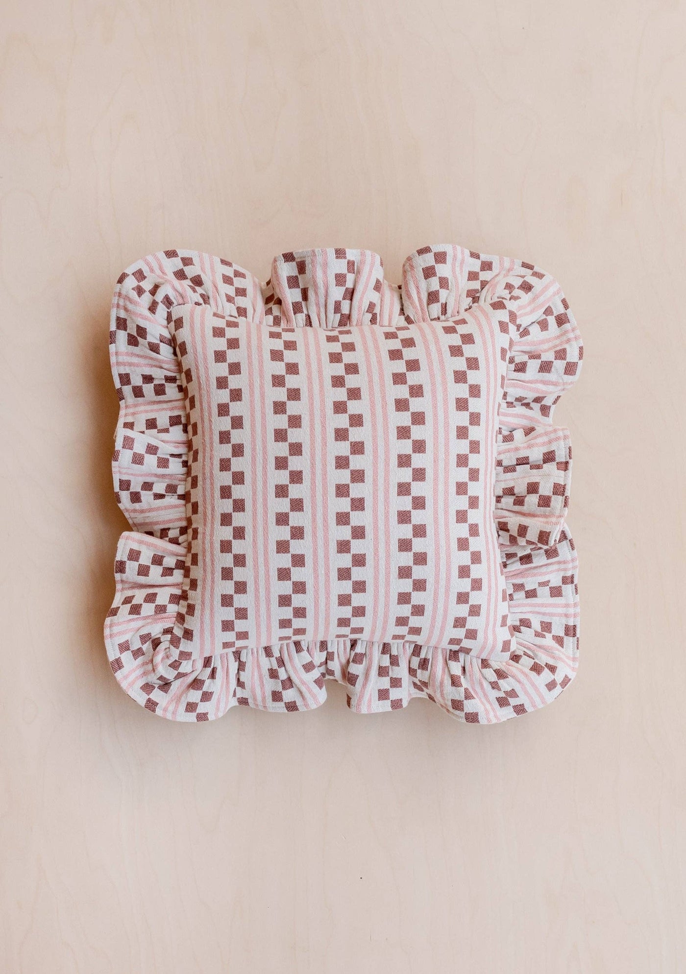 Cotton Cushion in Pink Stripe