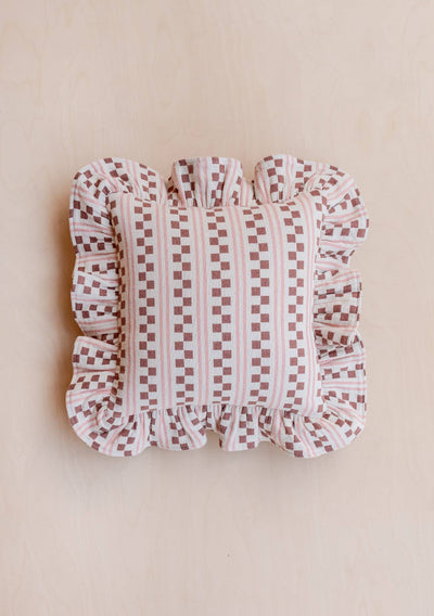 Cotton Cushion in Pink Stripe