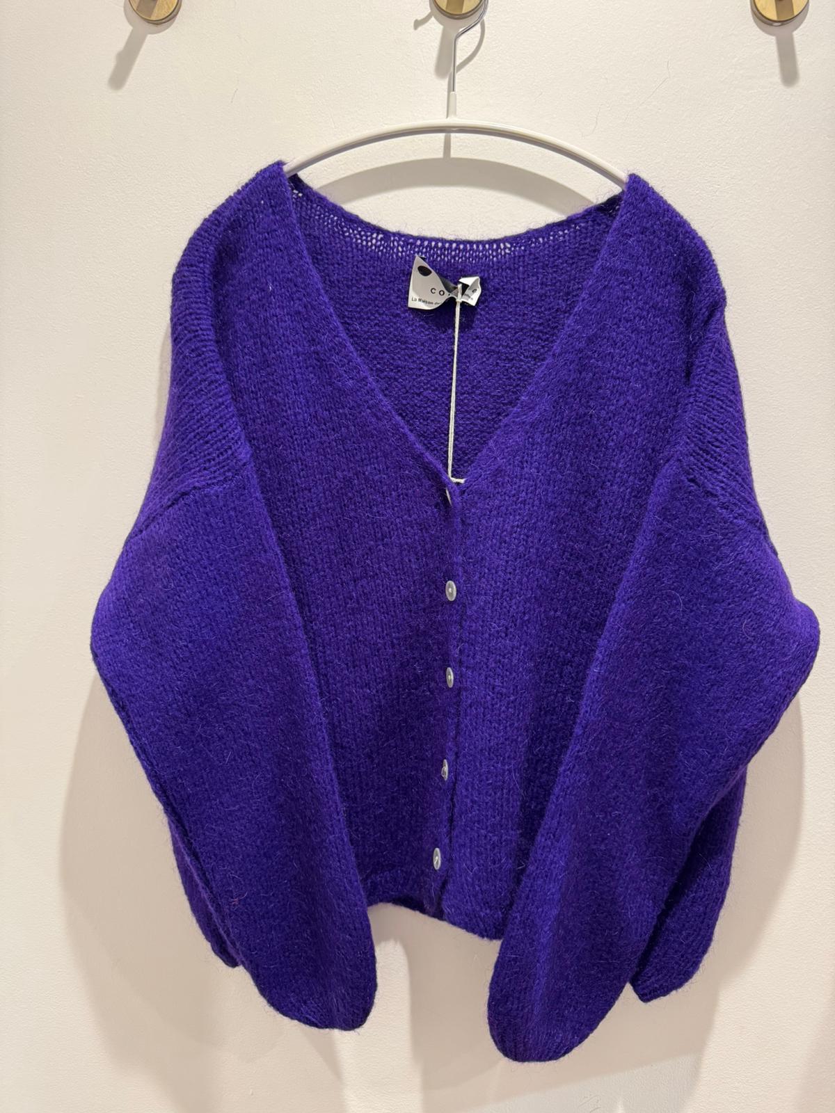 Mohair Cardigan - Dark Purple