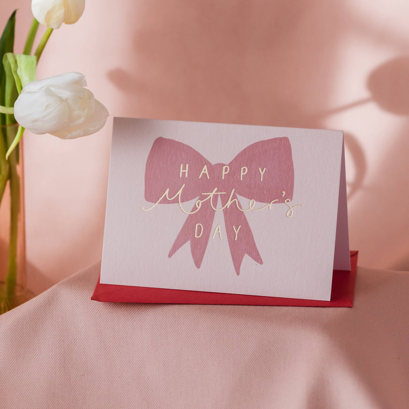 'Happy Mother's Day' Gold Foil Red Bow Card