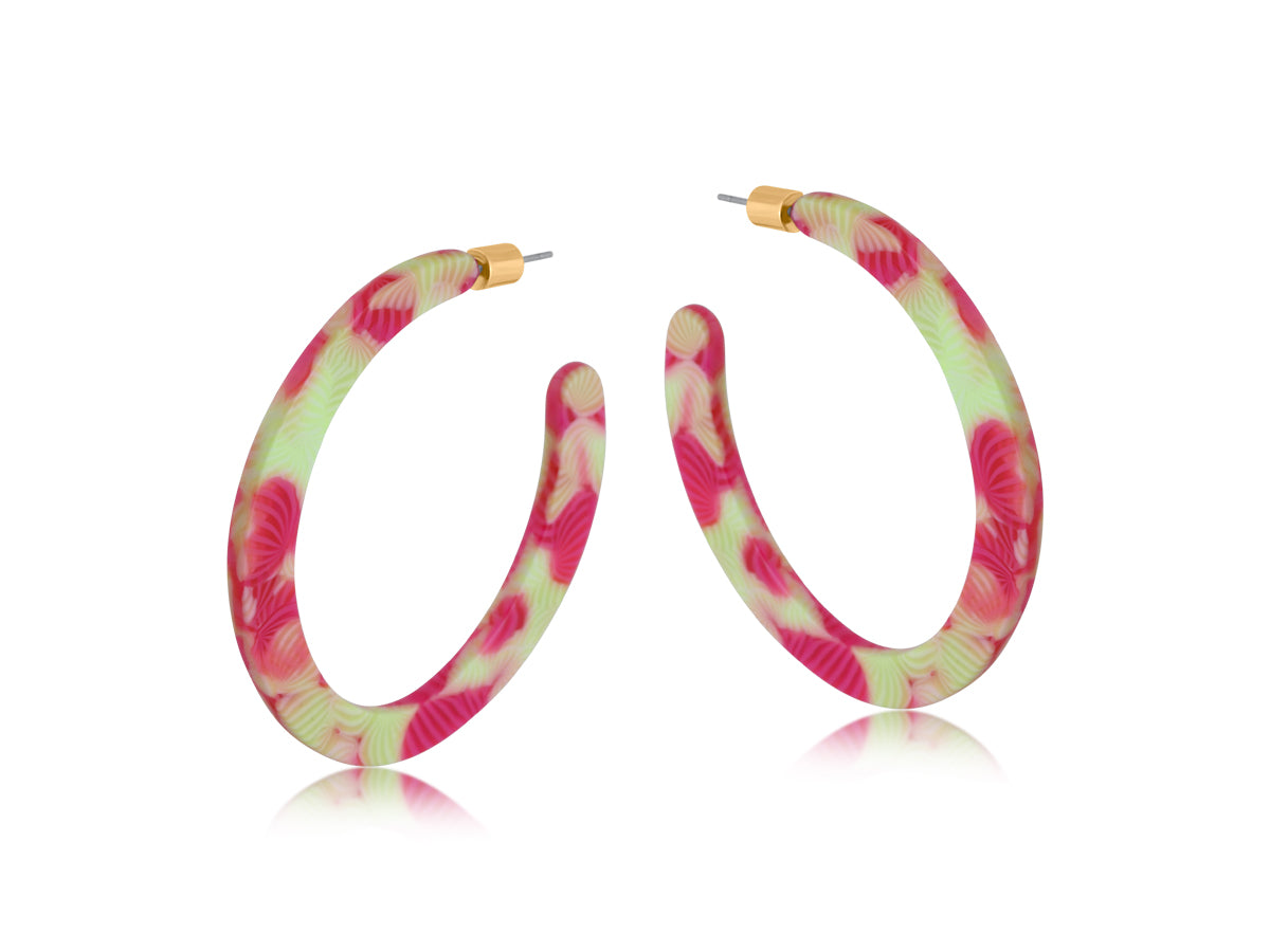 Emma Resin Statement Hoops Pink/Yellow