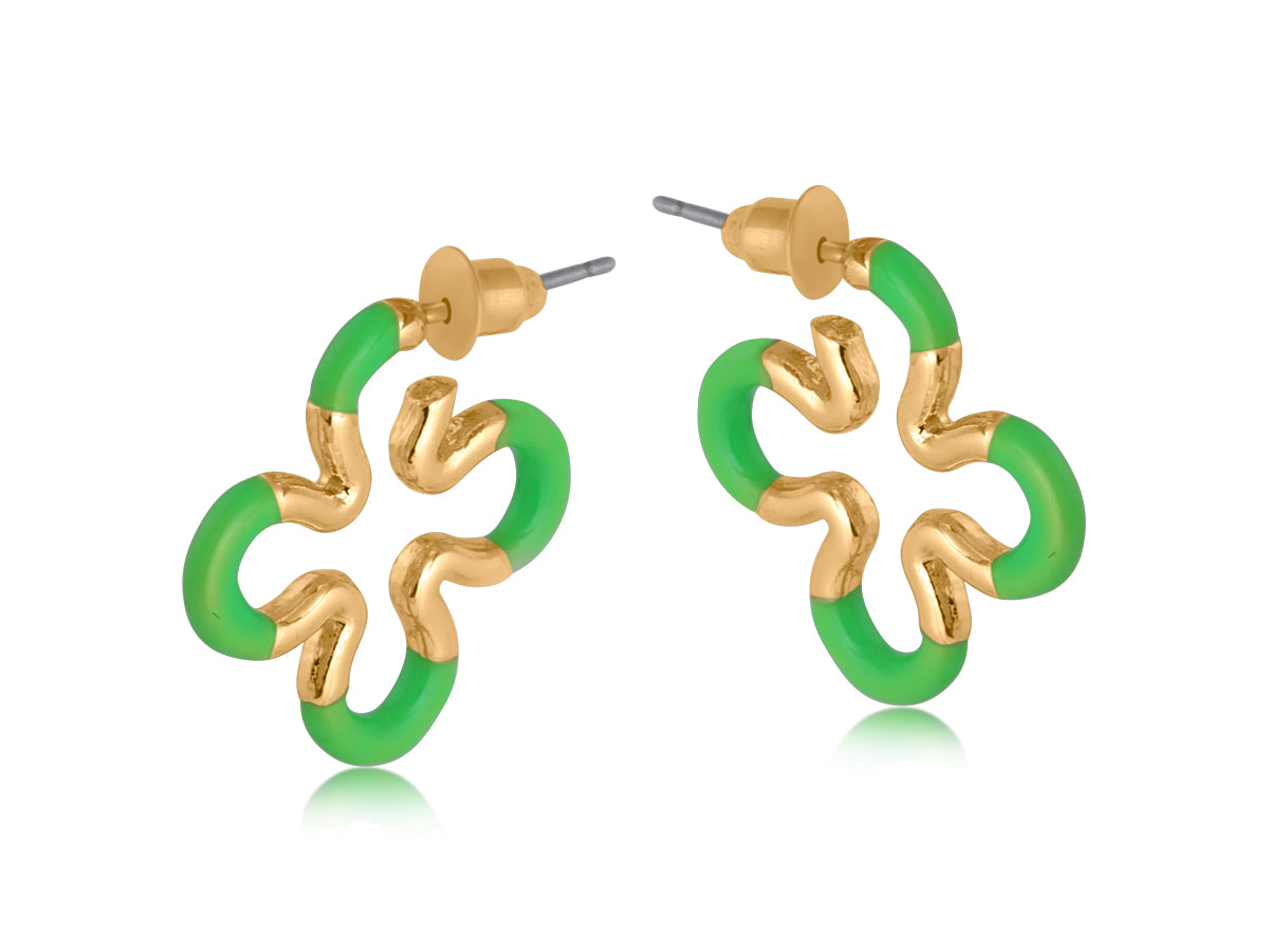 Astra Squiggle Two Tone Earrings Green
