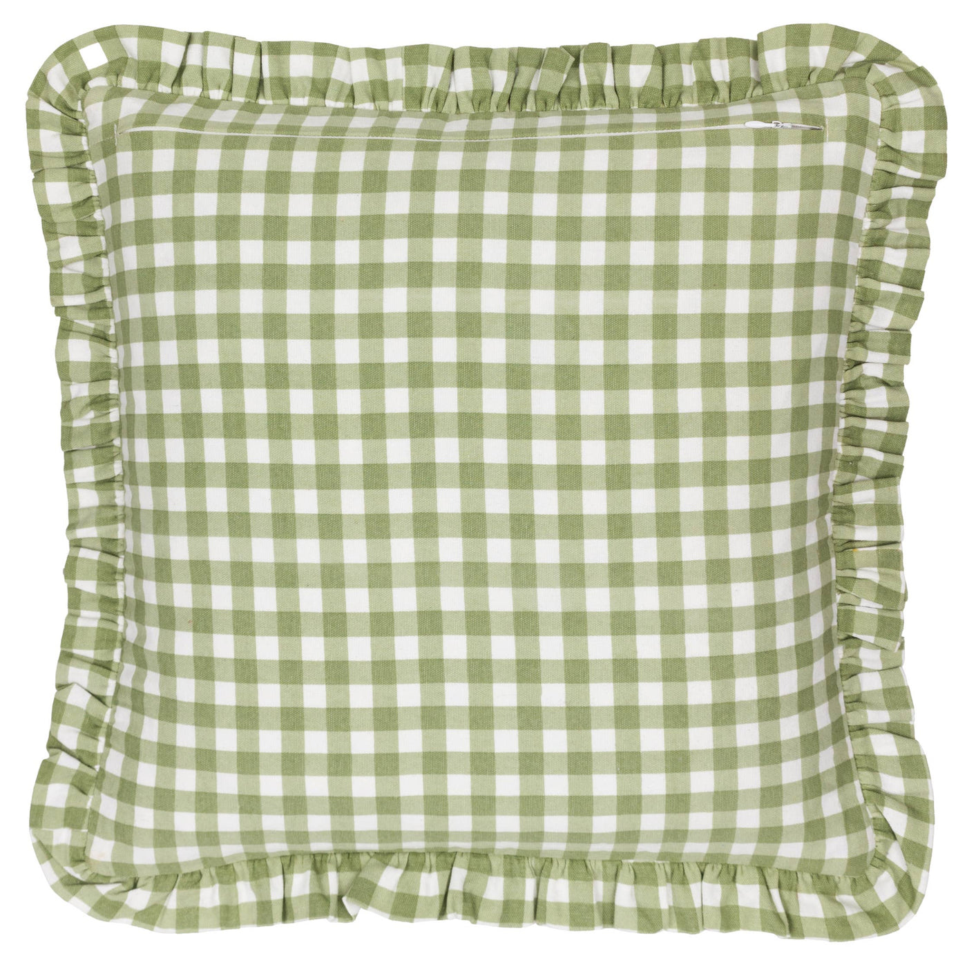 Maude Gingham Reversible Piped Cushion Sage 45 x 45cm