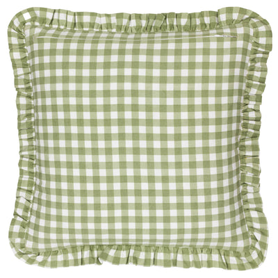 Maude Gingham Reversible Piped Cushion Sage 45 x 45cm