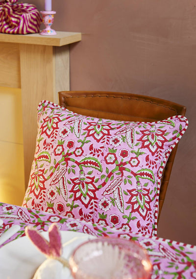 Arana Floral Block Print Cushion Cover