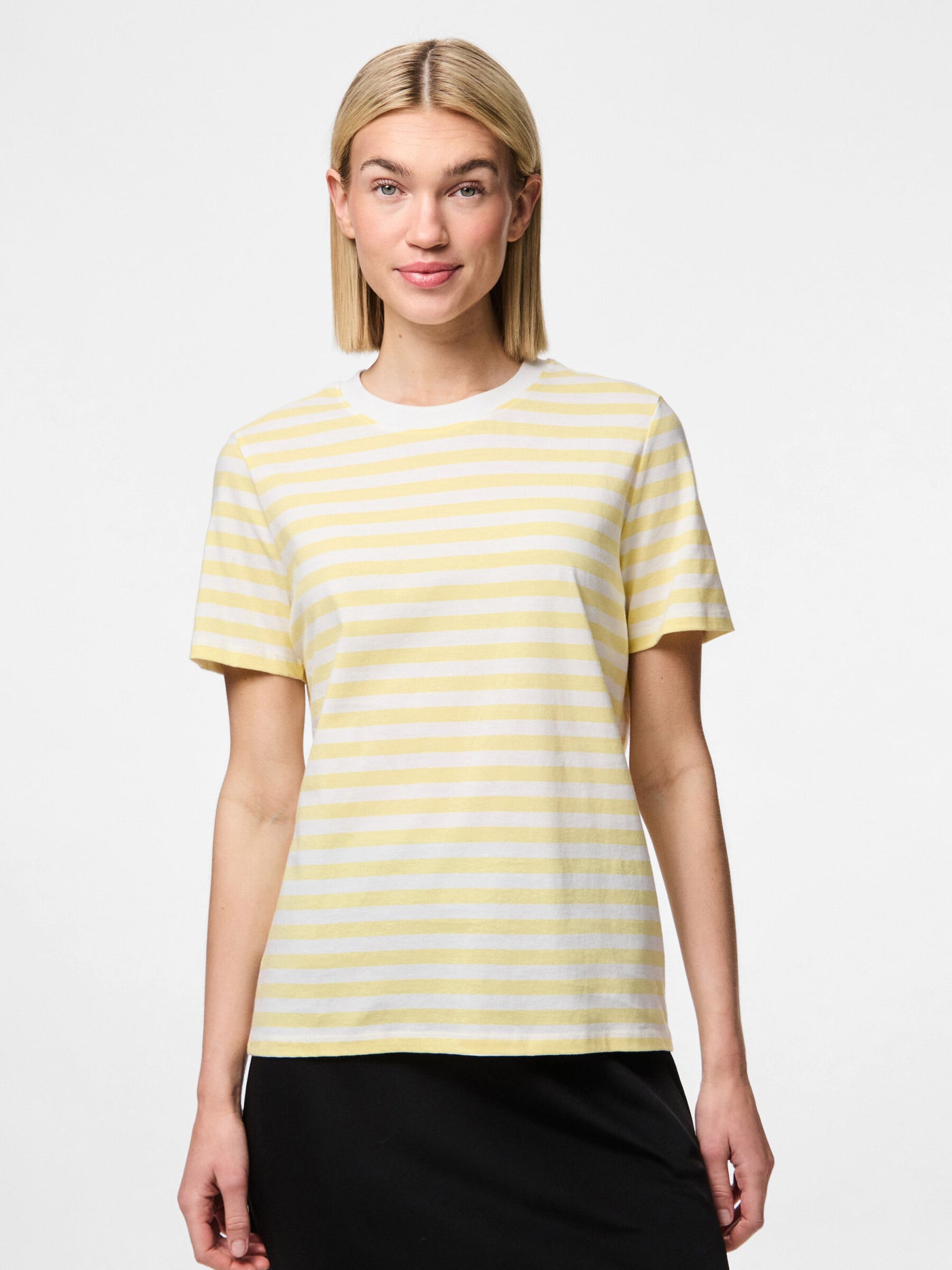 PcRia SS Bold Stripe Tee Pale Banana