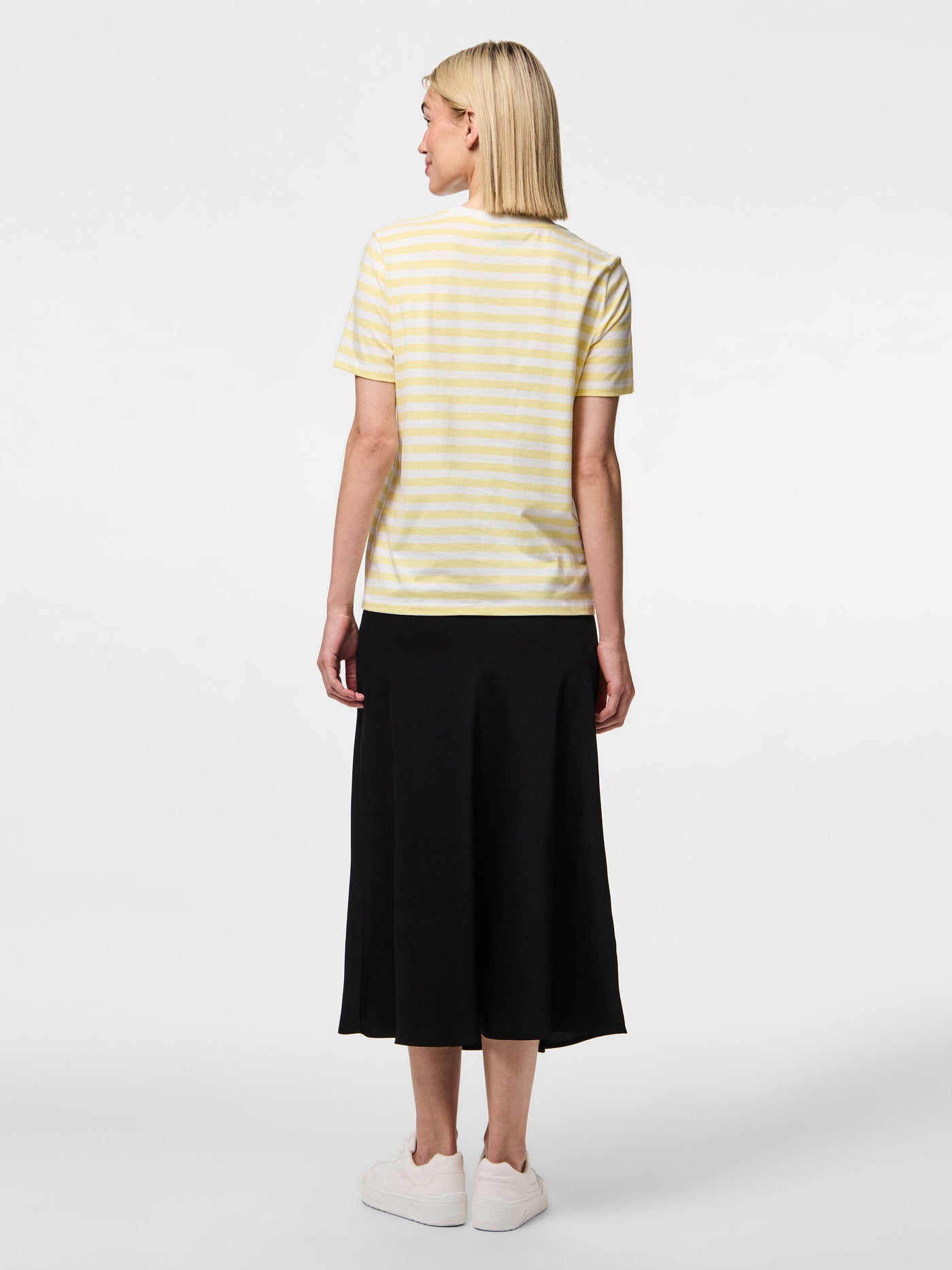 PcRia SS Bold Stripe Tee Pale Banana