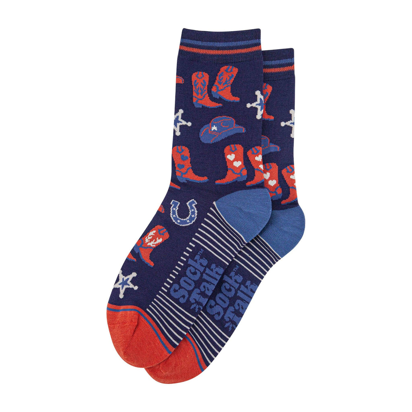 Women's Bamboo Socks - Navy/Denim Blue, Cowboy Boots Hat