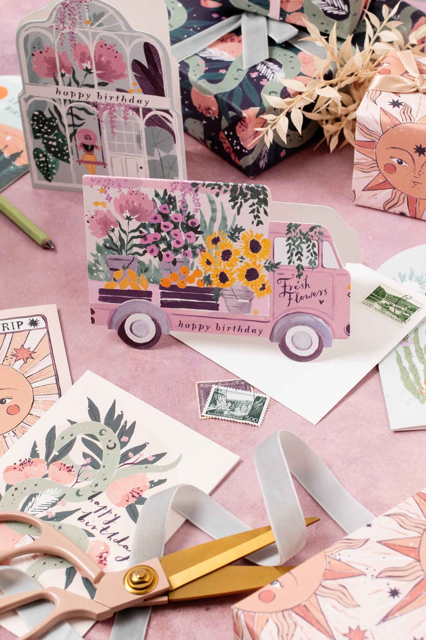 Flower Truck Birthday Card | Female Birthday Card | Floral