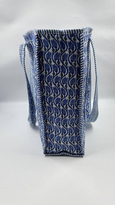 Kantha Blue/Navy Lotus Reversible Tote Bag