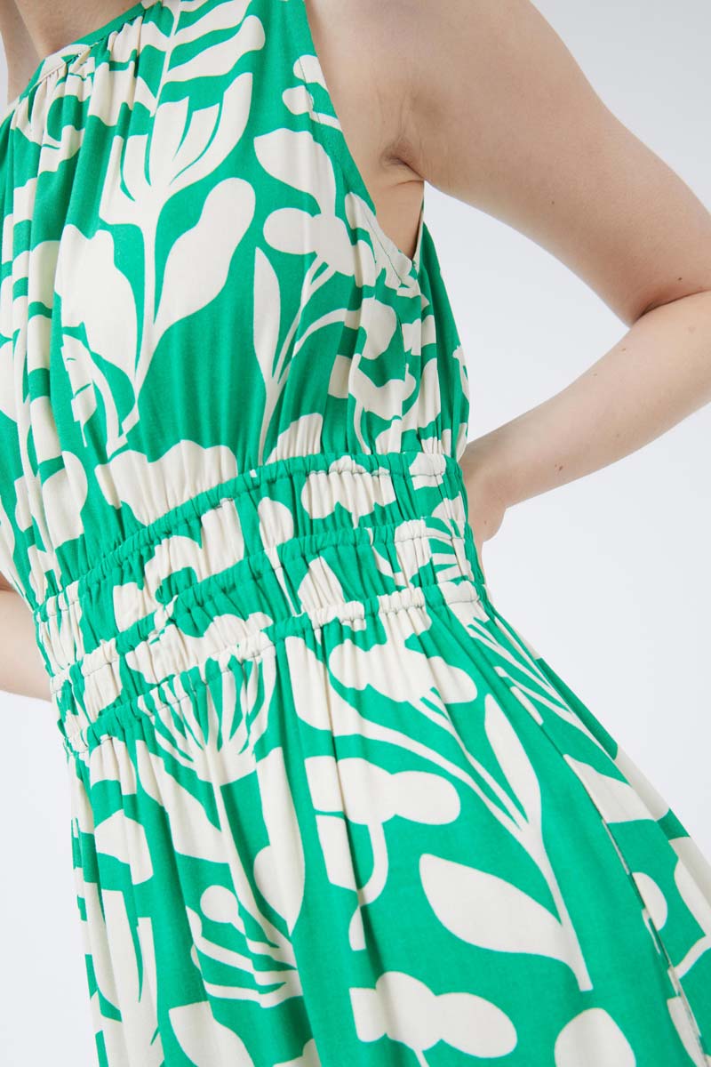 Green Floral Side Split Dress