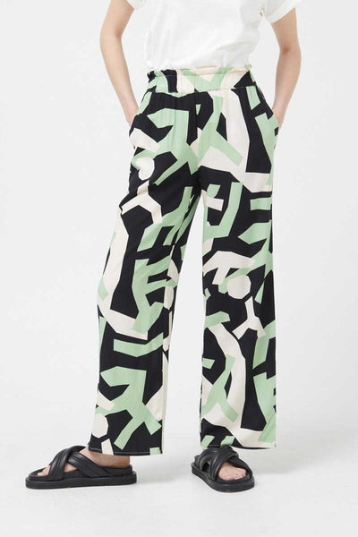 Sage and black printed trousers