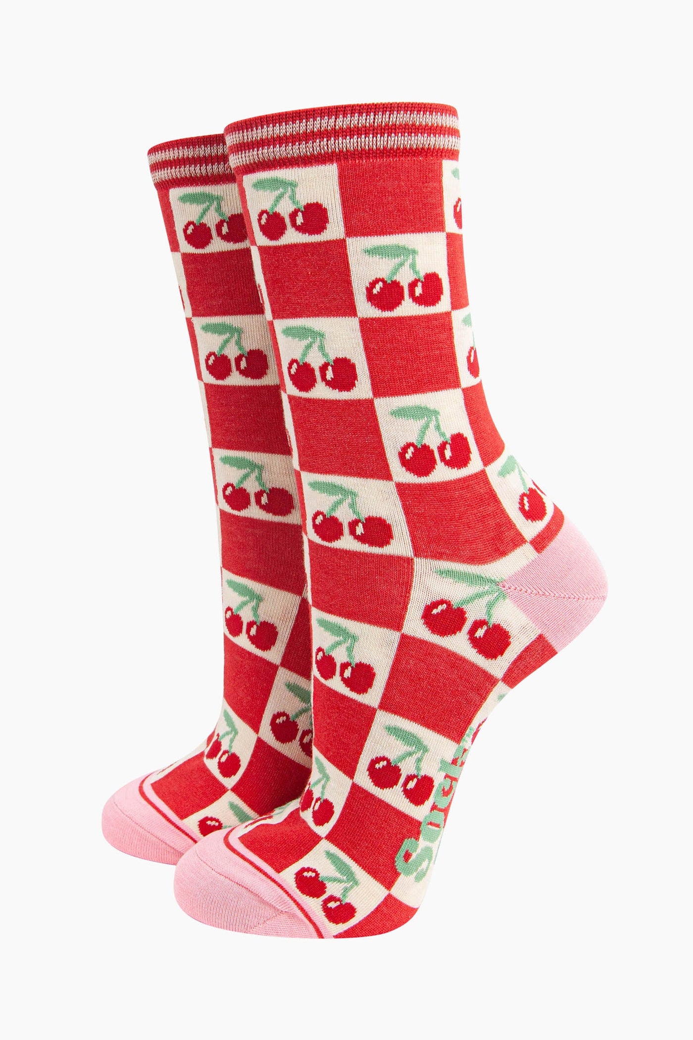 Cherry Squares Red Socks