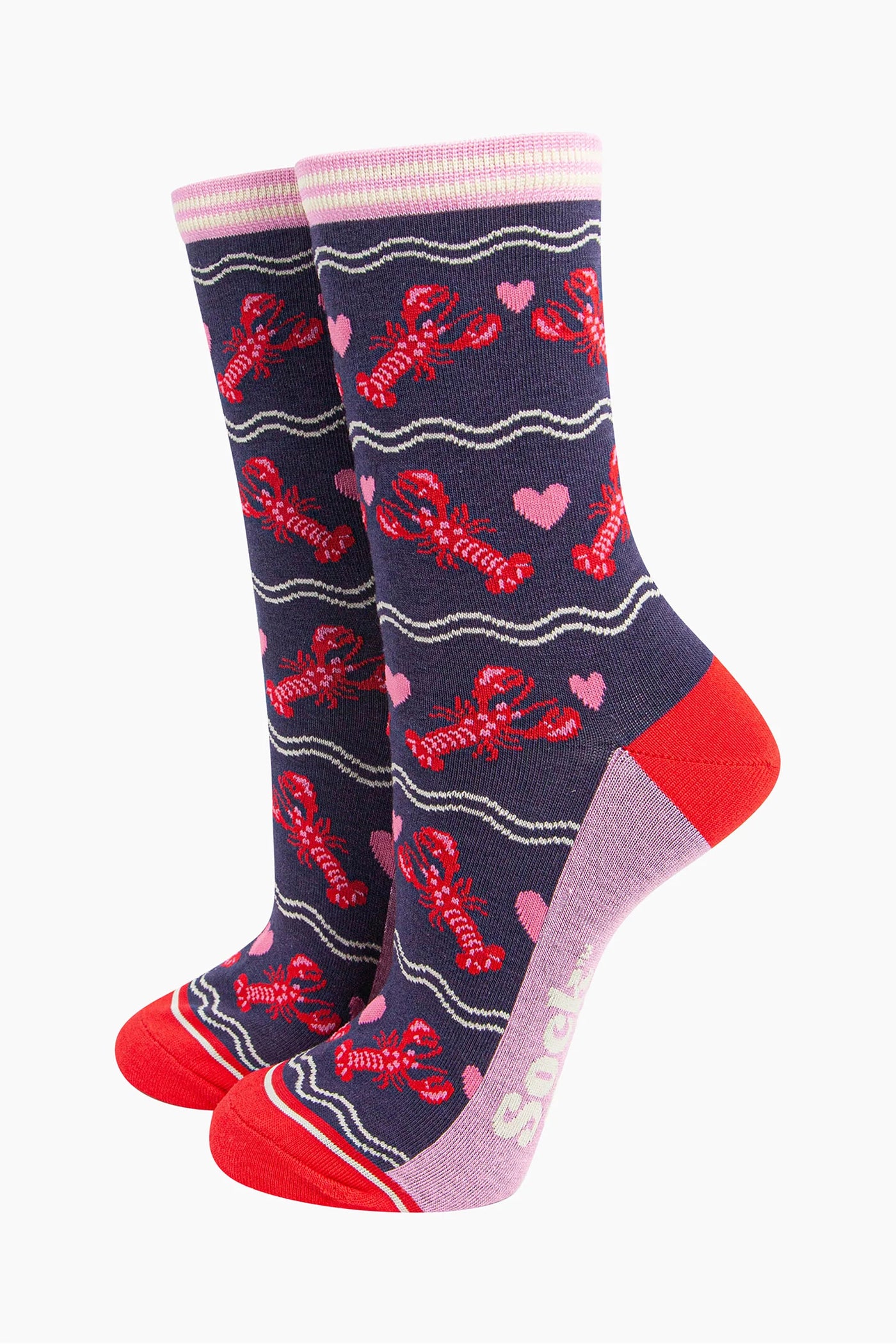 Lobster & Heart Navy Socks