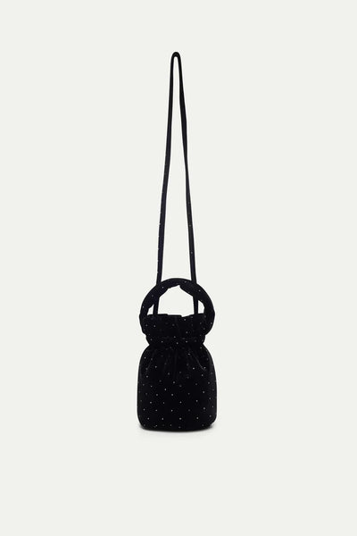 Velvet Bag with Rhinestones Black