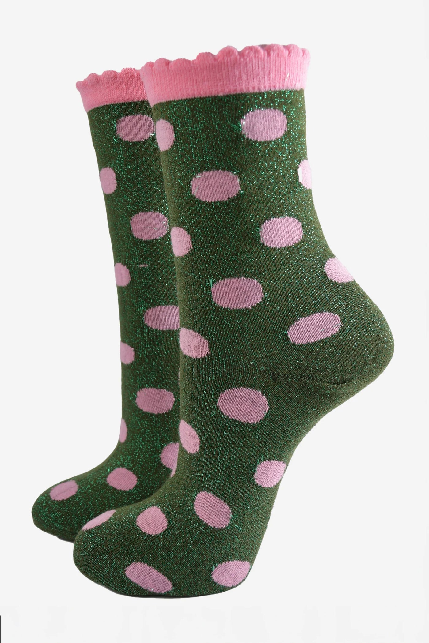 Glitter Socks Dots Green/Pink