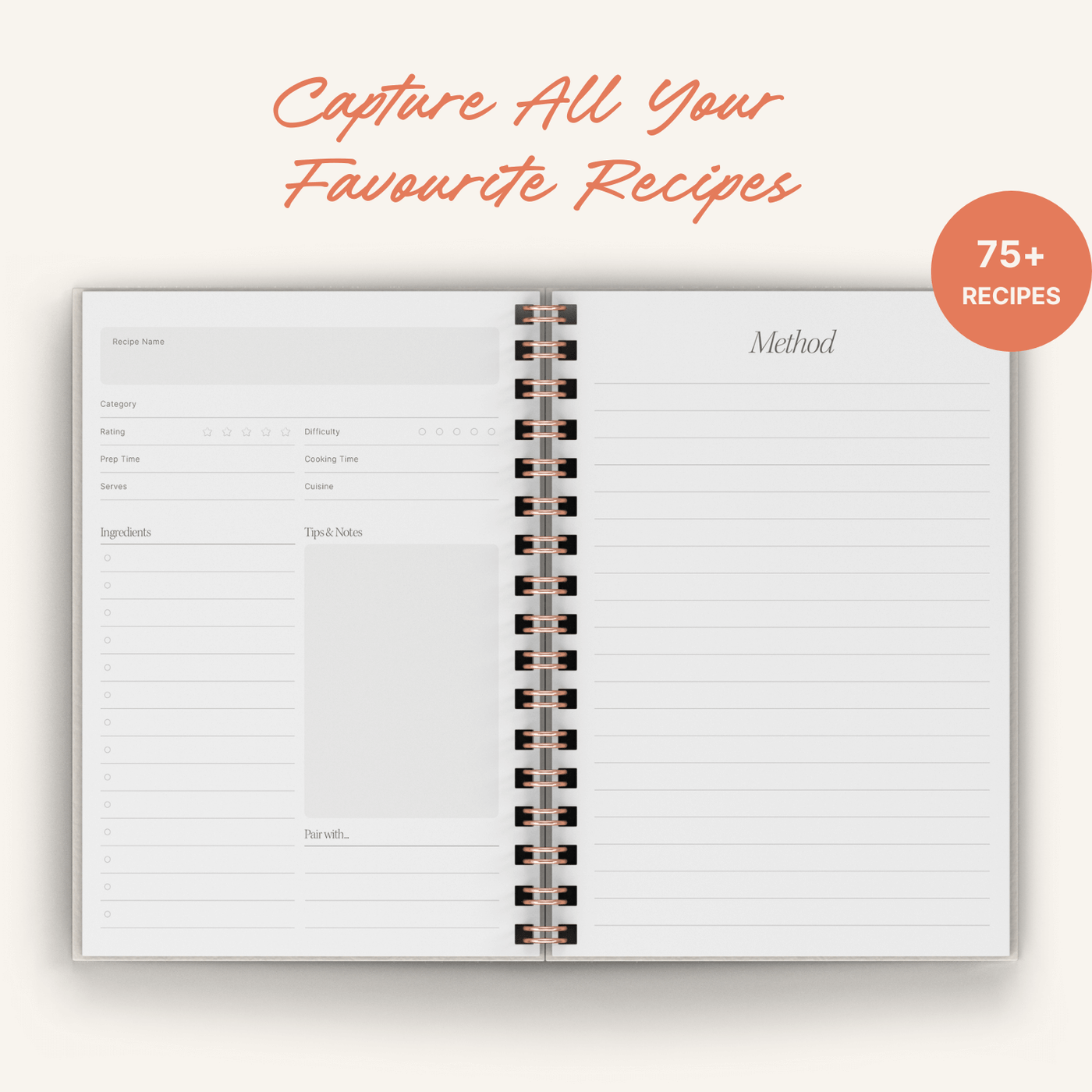 Cherry Recipe Journal | A5 Spiral Hardcover Recipe Book