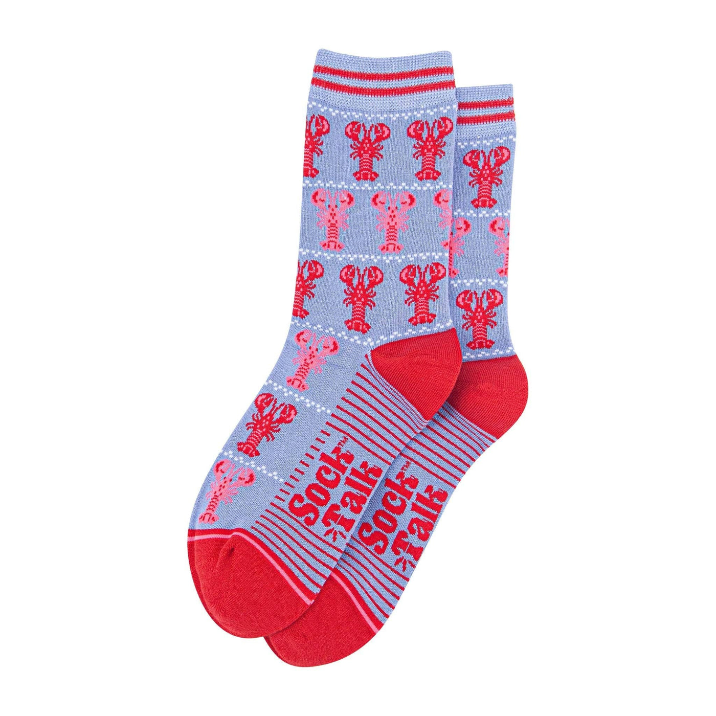 Women's Bamboo Socks - Light Blue/Red, Lobsters