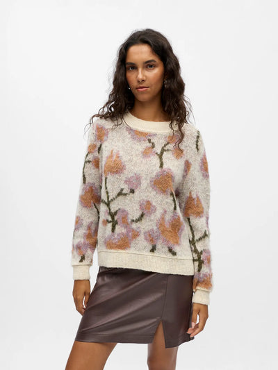 ObjLucie Knit Flower Print