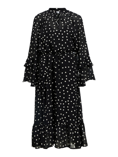 ObjGina Long Dress Black Dots