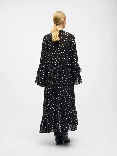 ObjGina Long Dress Black Dots