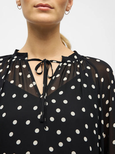 ObjGina Long Dress Black Dots