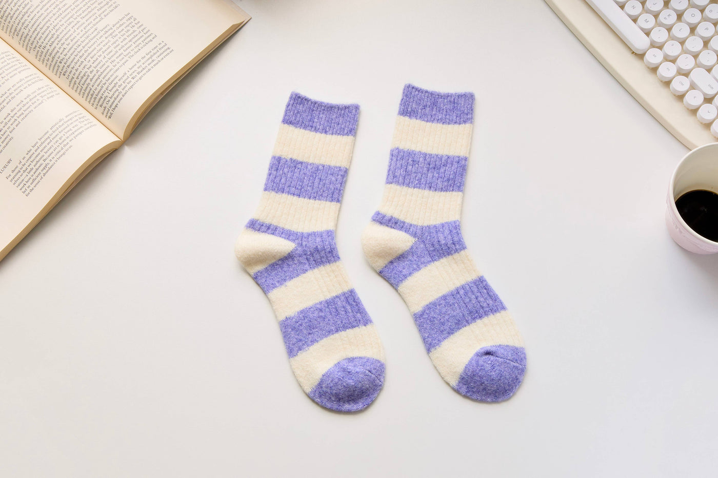 Warm Cashmere & Wool Blend Socks Blue