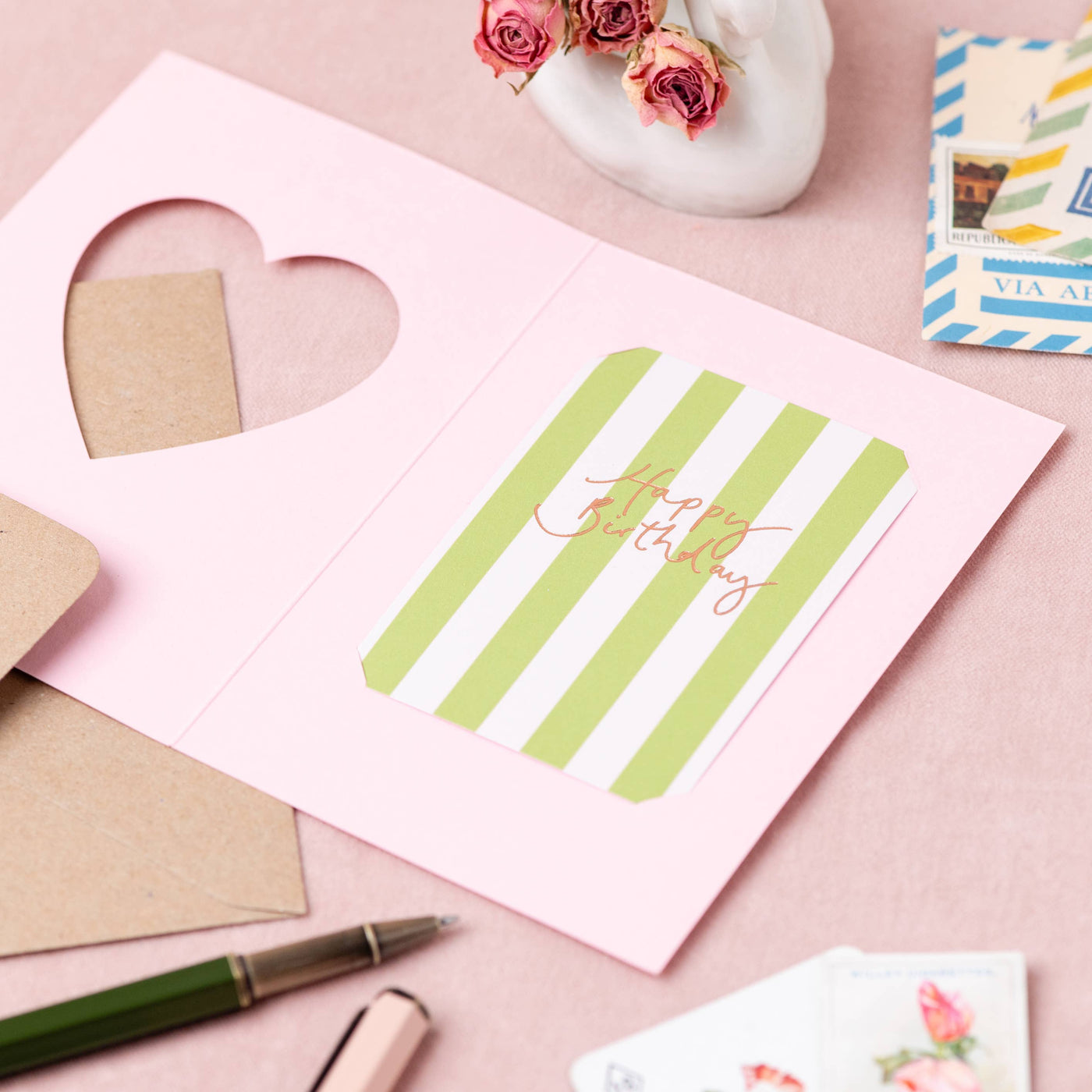 'Happy Birthday' Pink Cut Out Heart Birthday Card