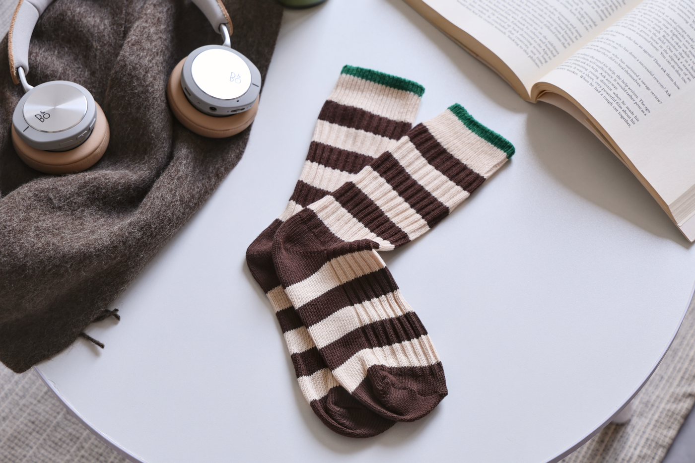 Retro Striped Socks - Knitted Cotton Crew Socks