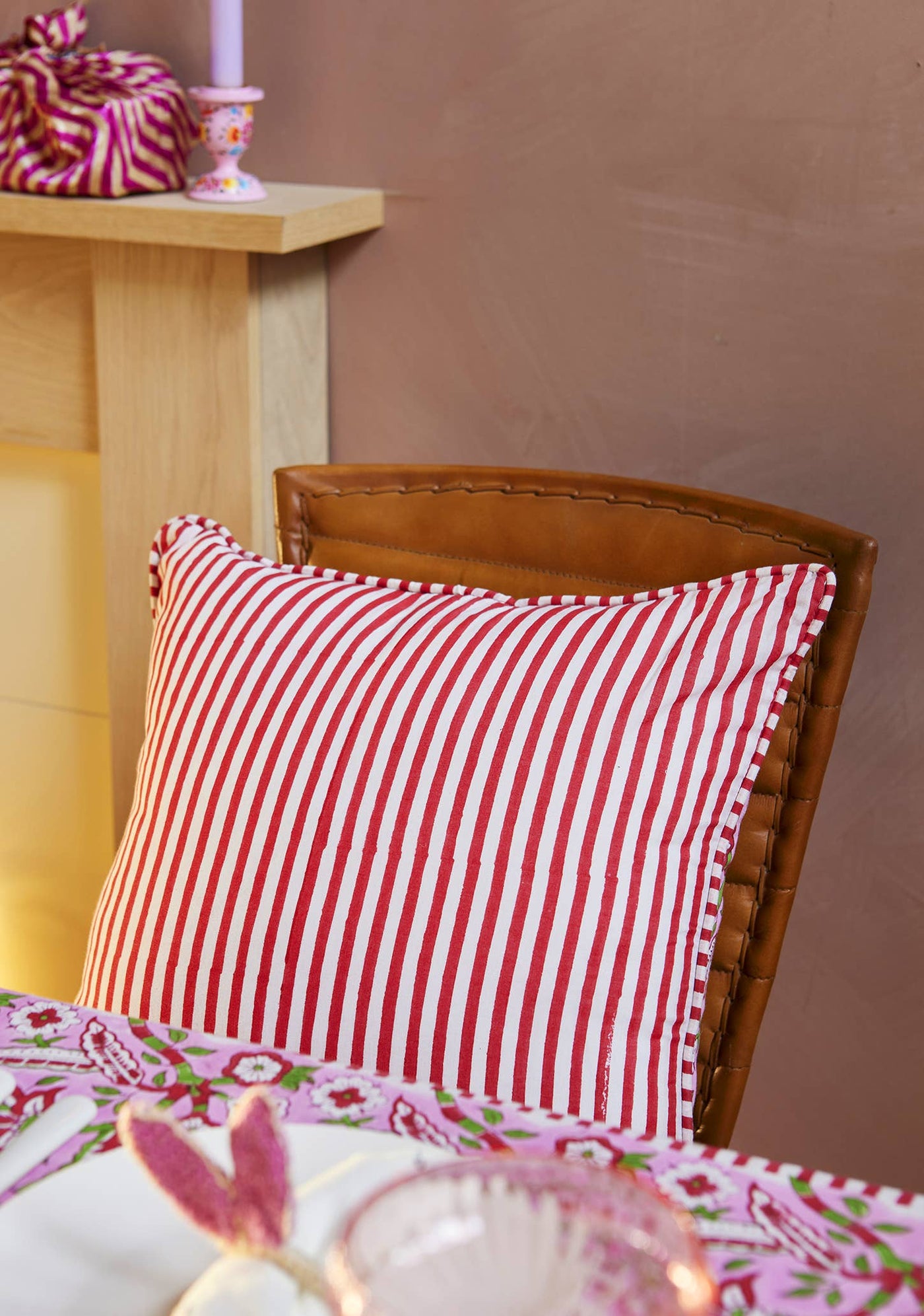 Arana Floral Block Print Cushion Cover