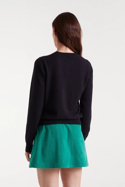 CF Heart Button Cardigan Black