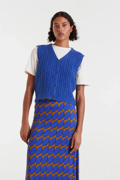 CF Button Knit Vest Blue